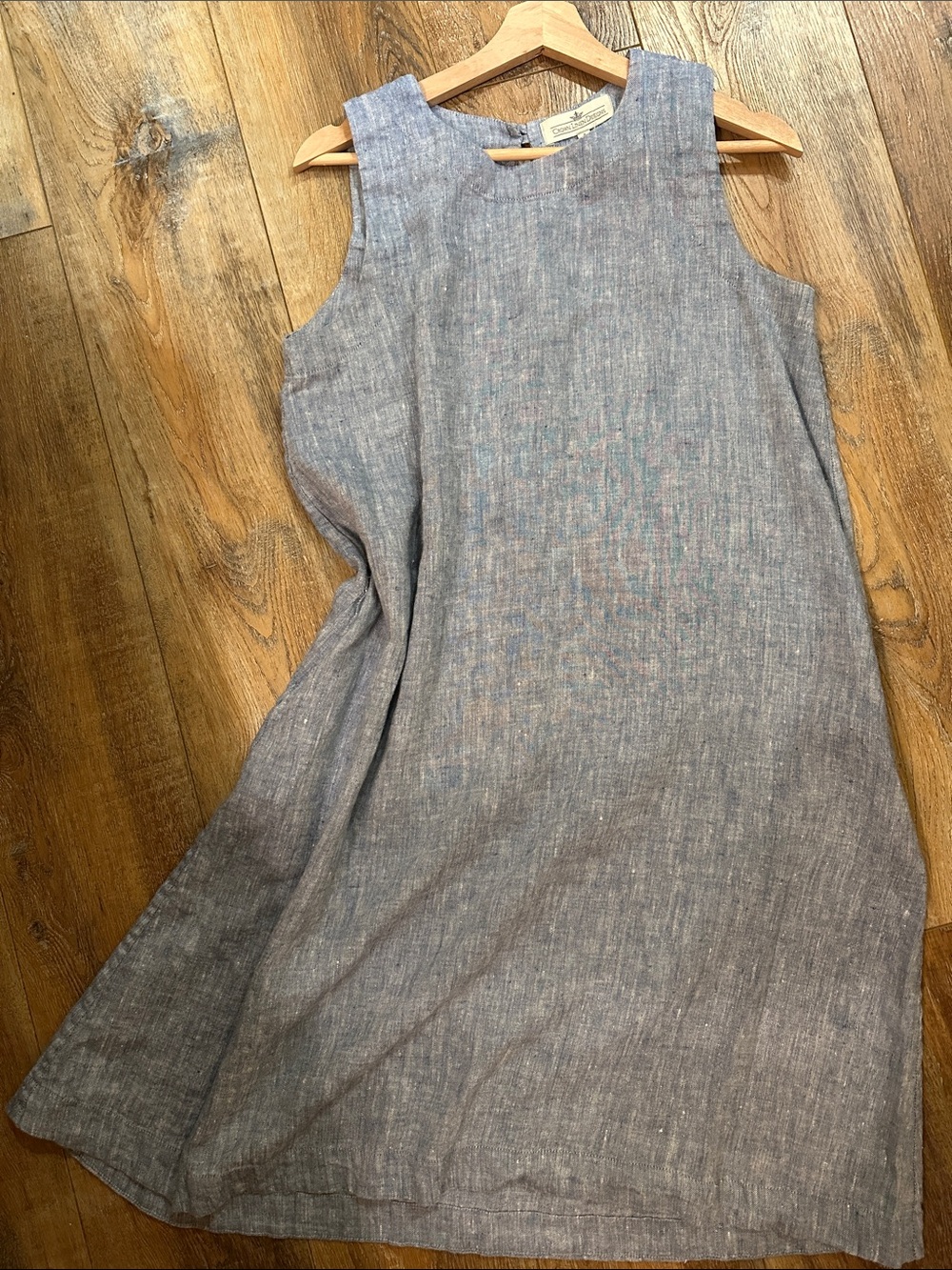 Crown Linen Designs blue Sleeveless Lagenlook A-line Resort Dress Medium